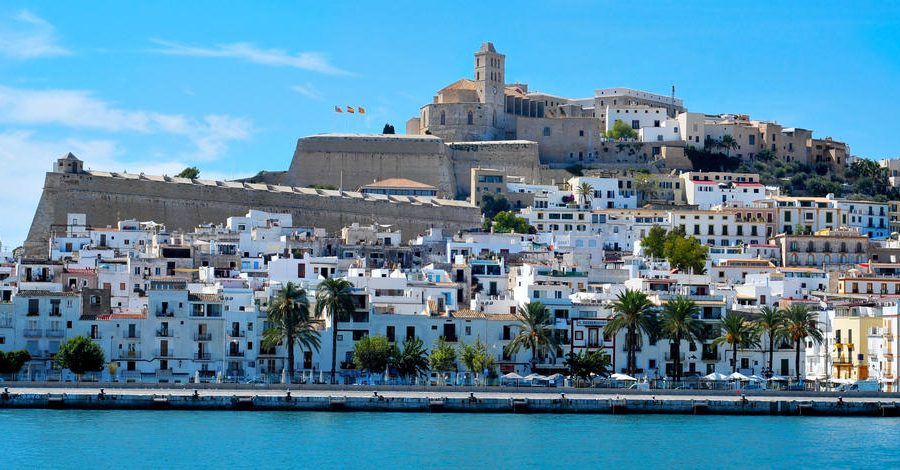 View of Dalt Vila, the old town of Ibiza Town, in Ibiza, Balearic Islands, Spain
