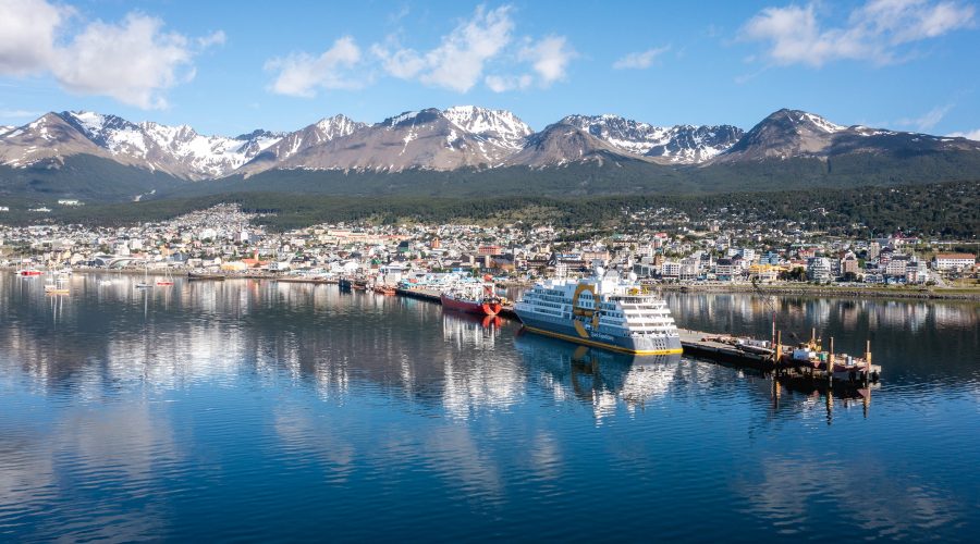 02 December 2021, Argentina, Ushuaia: A cruise ship is at the port where tourists should have come on board. Photo: Joel Reyero/dpa (Photo by Joel Reyero/picture alliance via Getty Images)